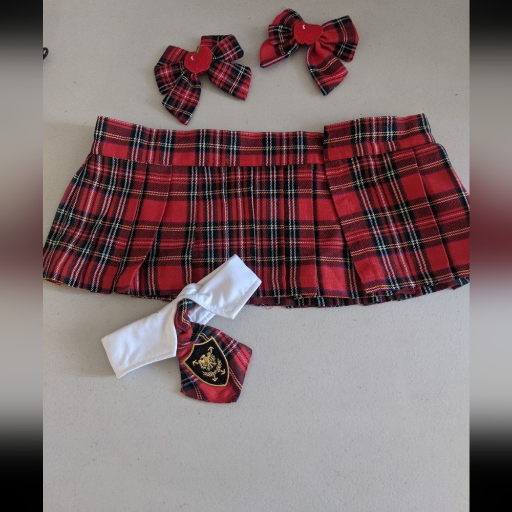 Vintage Rare Retro Plaid Mini School Girl Costume Preppy Geek Cosplay